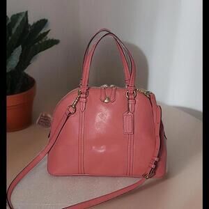 COACH Coral Saffiano Peyton Cora Domed Crossbody Satchel Purse Bag Shoulder